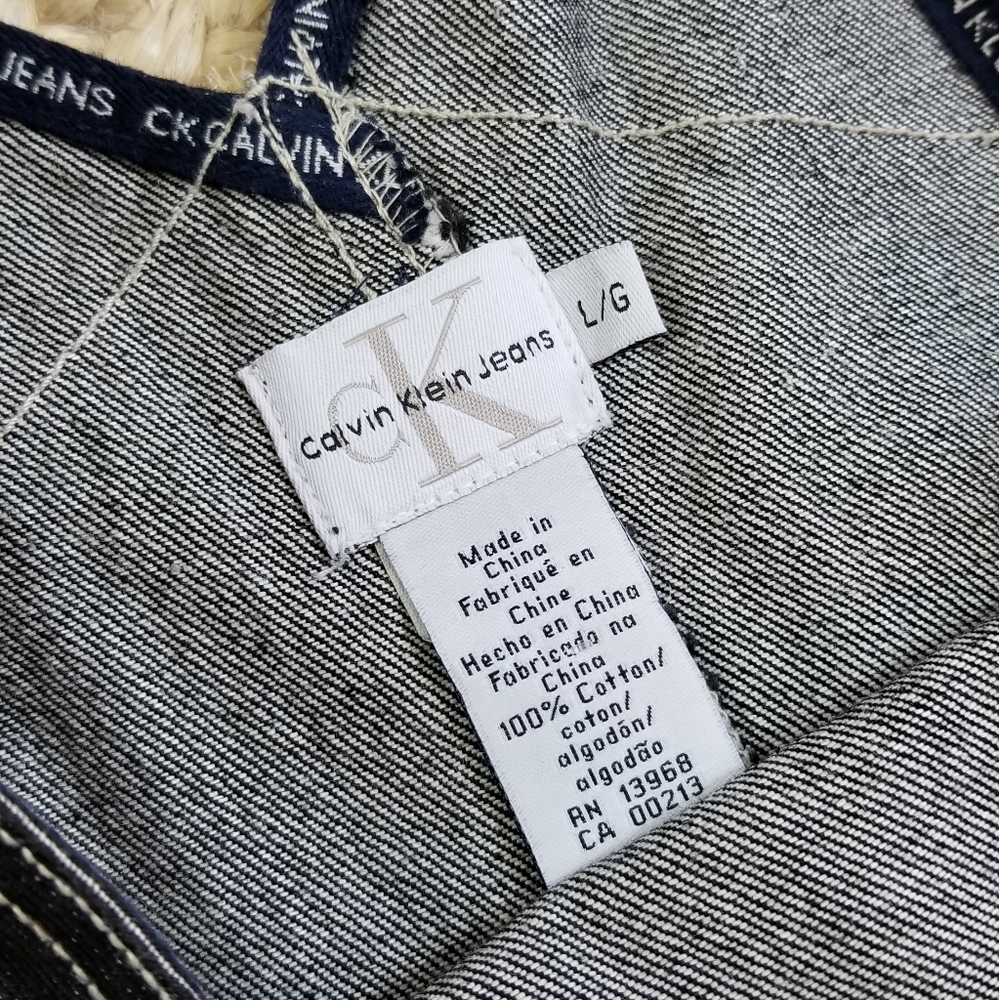 VTG 90s Calvin Klein Denim Overall Dress - Picture 12 of 16